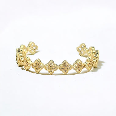 18K Gold/Silver Plated CZ Open Cuff