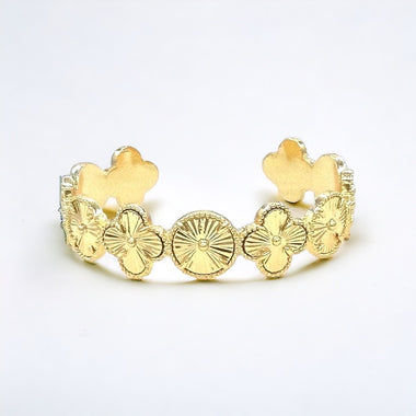 18K Gold/Silver Plated Flower Inspired Cuff