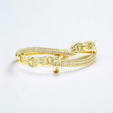 18kt Gold/Silver Plated Inspired CZ Nail Bracelet