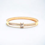 Radiant Symmetry: Mother of Pearl & CZ Bangle