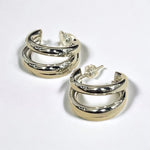 18Kt Gold/Silver Plated Triple Hoop Earrings