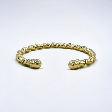 18K Gold/Silver Rope Open Cuff Bangle