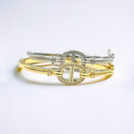 18K Gold/Silver CZ D Inspired Bangle