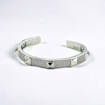 18k Gold/Silver Pave Stud Open Cuff Bangle