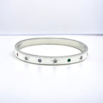 18k Gold/Silver Multi Color CZ White Enamel Star Bangle