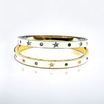 18k Gold/Silver Multi Color CZ White Enamel Star Bangle