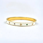 18k Gold/Silver Multi Color CZ White Enamel Star Bangle