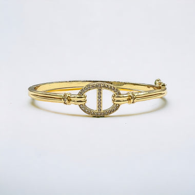 18K Gold/Silver CZ D Inspired Bangle