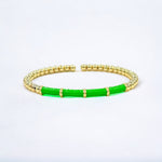 18K Enamel Bamboo Flexible Beads Bracelet