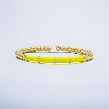 18K Enamel Bamboo Flexible Beads Bracelet
