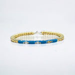 18K Enamel CZ Marquise Stone Shape Flexible Beads Bracelet