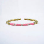 18K Enamel CZ Marquise Stone Shape Flexible Beads Bracelet