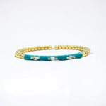 18K Enamel CZ Marquise Stone Shape Flexible Beads Bracelet