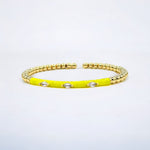 18K Enamel CZ Marquise Stone Shape Flexible Beads Bracelet