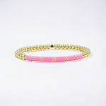 18K Enamel CZ Round Stone Shape Flexible Beads Bracelet