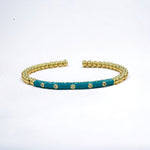 18K Enamel CZ Round Stone Shape Flexible Beads Bracelet