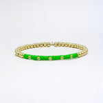 18K Enamel CZ Round Stone Shape Flexible Beads Bracelet