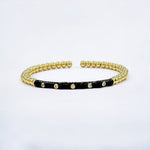 18K Enamel CZ Round Stone Shape Flexible Beads Bracelet