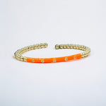 18K Enamel CZ Round Stone Shape Flexible Beads Bracelet