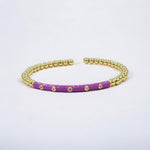 18K Enamel CZ Round Stone Shape Flexible Beads Bracelet