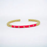 18K Enamel CZ Round Stone Shape Flexible Beads Bracelet