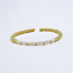 18K Enamel CZ Round Stone Shape Flexible Beads Bracelet