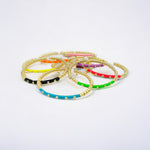 18K Enamel CZ Round Stone Shape Flexible Beads Bracelet