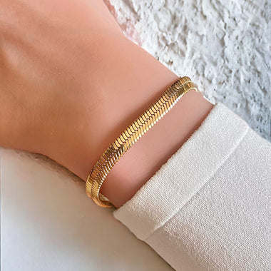 Stainless Steel Gold/Silver Herringbone Bracelet