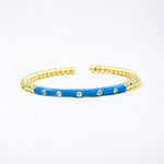 18K Enamel CZ Round Stone Shape Flexible Beads Bracelet