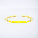 18K Enamel CZ Square Stone Shape Flexible Beads Bracelet