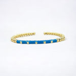 18K Enamel CZ Square Stone Shape Flexible Beads Bracelet