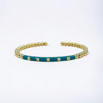 18K Enamel CZ Square Stone Shape Flexible Beads Bracelet