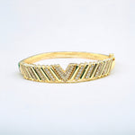 18k Gold CZ V Shape Bangle