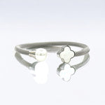 Mother Of Pearl Flower Open Cuff