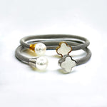 Mother Of Pearl Flower Open Cuff