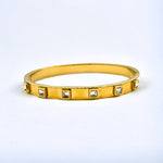 18K Gold/Silver Square Spaced Stones Bracelet