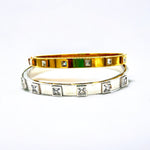 18K Gold/Silver Square Spaced Stones Bracelet