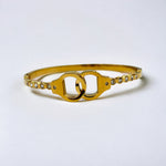 18K Gold/Silver Interlock Double Ring CZ Bracelet