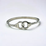 18K Gold/Silver Interlock Double Ring CZ Bracelet