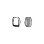 18K Gold/Silver Box Shaped CZ Stud Earrings