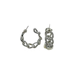 18K Gold/Silver Crystal Cuban Earrings