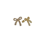 18K Gold/Silver CZ Bowknot Studs