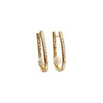 18K Gold U Shaped Pearl Hoop Earrings