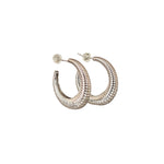 Stainless Steel Gold/Silver C Shaped Textured Hoop Stud Earrings