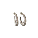 Stainless Steel Gold/Silver C Shaped Textured Hoop Stud Earrings