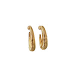 Stainless Steel Gold/Silver C Shaped Textured Hoop Stud Earrings