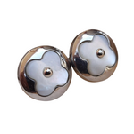 Stainless Steel Silver Plated Floral Stud Earrings