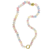 18K Gold Plated Magnet lock & Charm Morganite Beaded Necklace