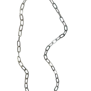 18K Silver Plated Paperclip Link With CZ oval Charm Necklace