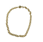 18K Gold Plated Brush Finish Oval Link Necklace